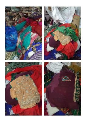 Water Affected Stock of Raw Material Ghagra, Saree & Ghagra